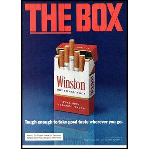 1974 Winston Cigarettes The Box Vintage Print Ad Man Cave Wall Art Photo